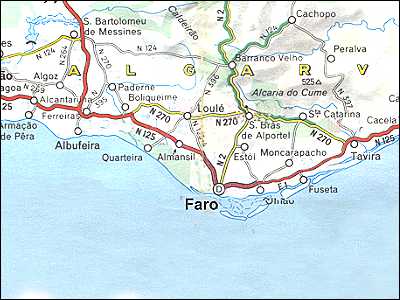 Map of the Algarve